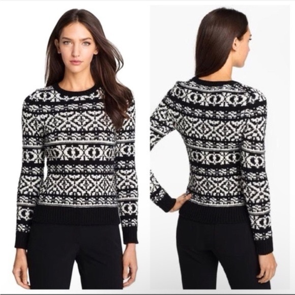 Theory Tommie P Womens Black White 100% Soft Wool Sweater black & white - small - Picture 1 of 7